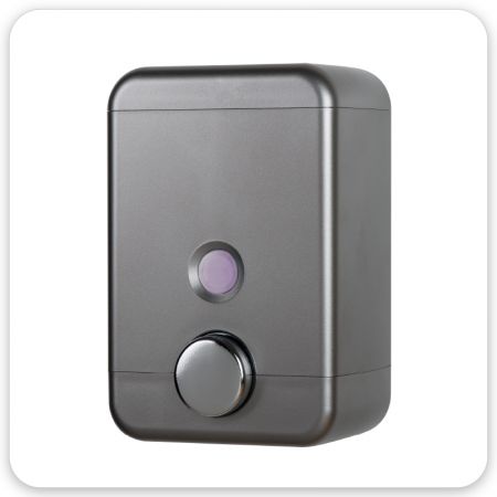 Distributeur de savon facile à remplir et à nettoyer - Distributeur de savon à main mural en cube gris foncé (25 oz)